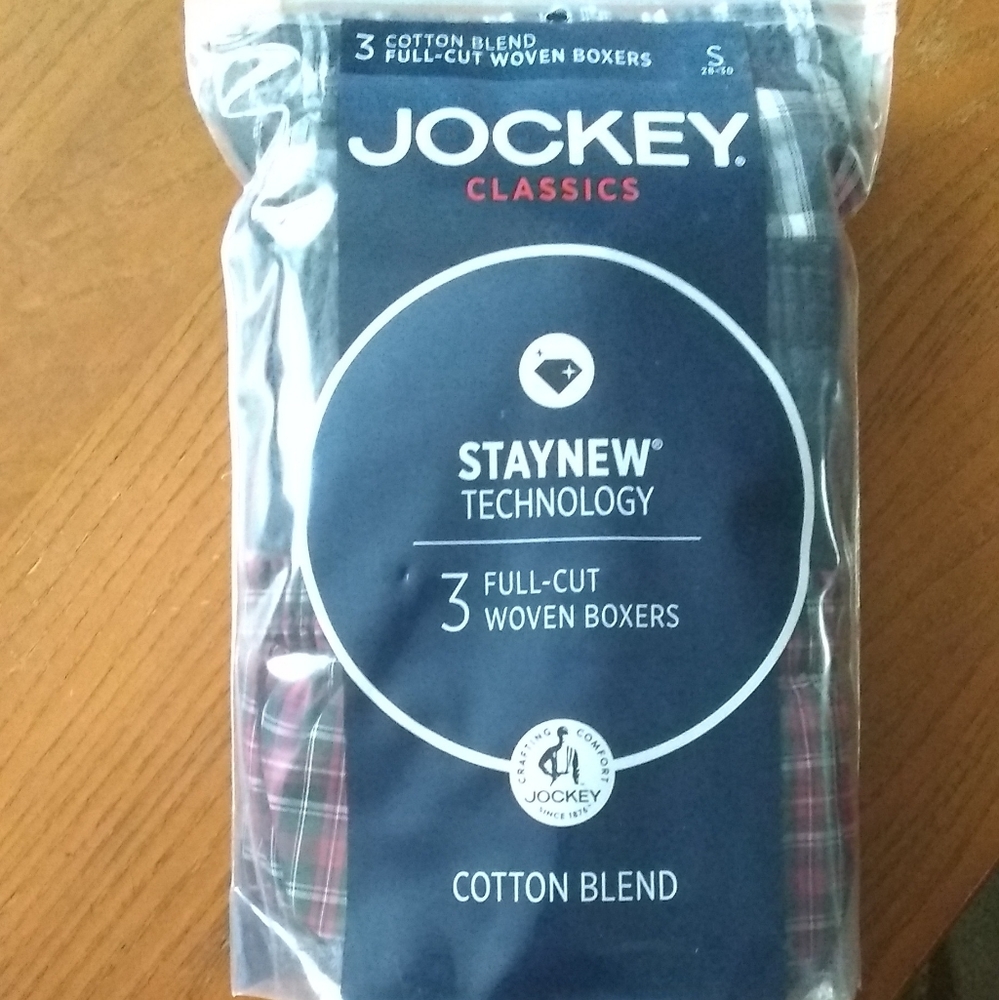 Jockey Cotton Blend Full Cut Woven Boxers Pack of 3 Size S NWT